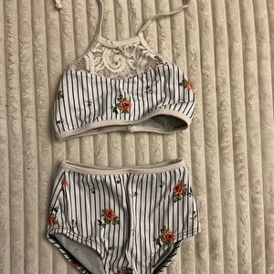 Chelsea B Child med 2 piece stripe dance wear